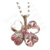 Pendentif en cristal – Trèfle à quatre feuilles – Rose – Finition argent