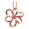 Pendentif en cristal – Fleur – Rose – Finition or rose