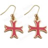 Boucles d'oreilles templières – Croix templière pattée rentrée émaillée rouge