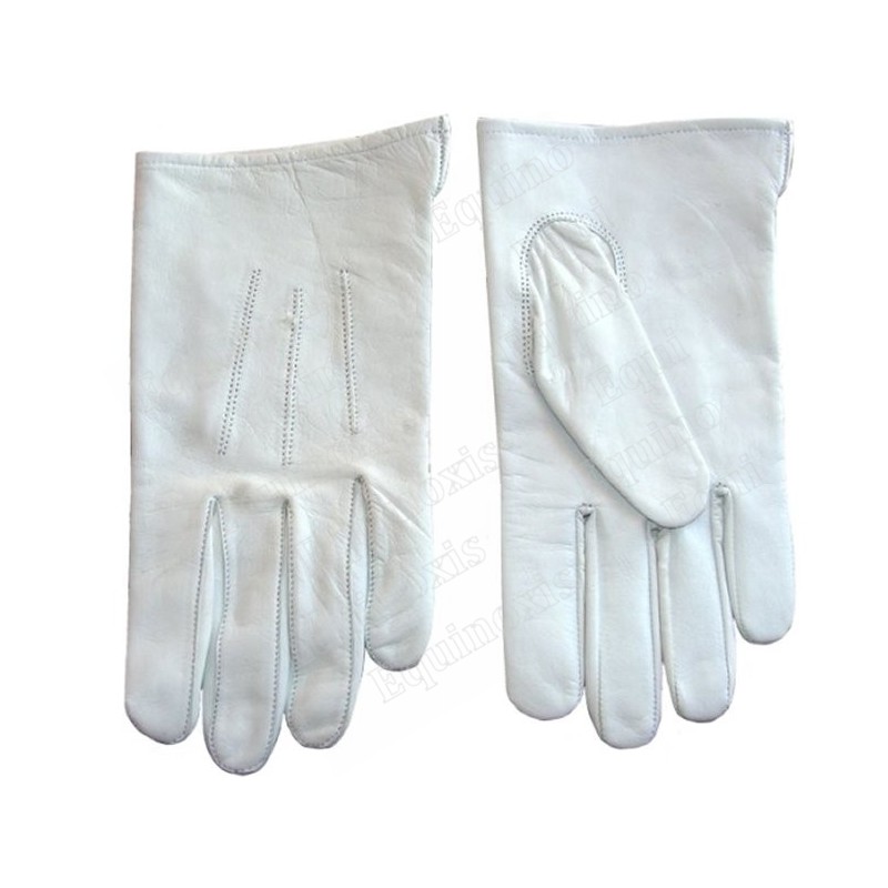 Gants maçonniques cuir – Blancs – Taille 9 1/2