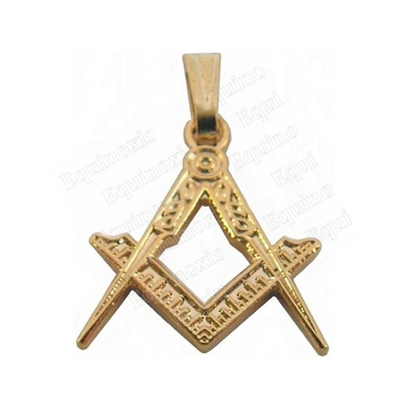 Pendentif maçonnique – Equerre et compas – Or vif