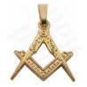 Pendentif maçonnique – Equerre et compas – Or vif