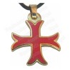 Pendentif templier – Croix templière pattée rentrée émaillée rouge