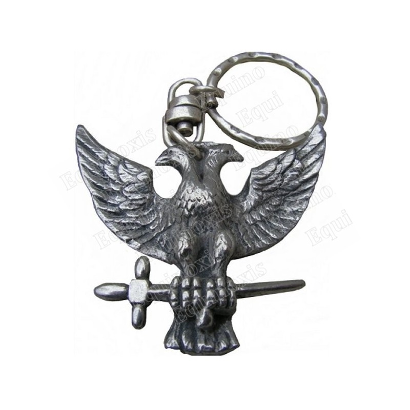 Porte-clefs maçonnique – Aigle bicéphale – Argent patiné