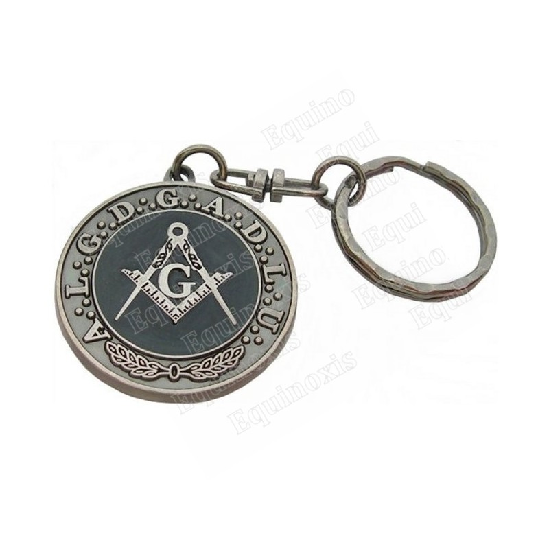 Porte-clefs maçonnique – A:.L:.G:.D:.G:.A:.D:.L:.U:. – Argent patiné