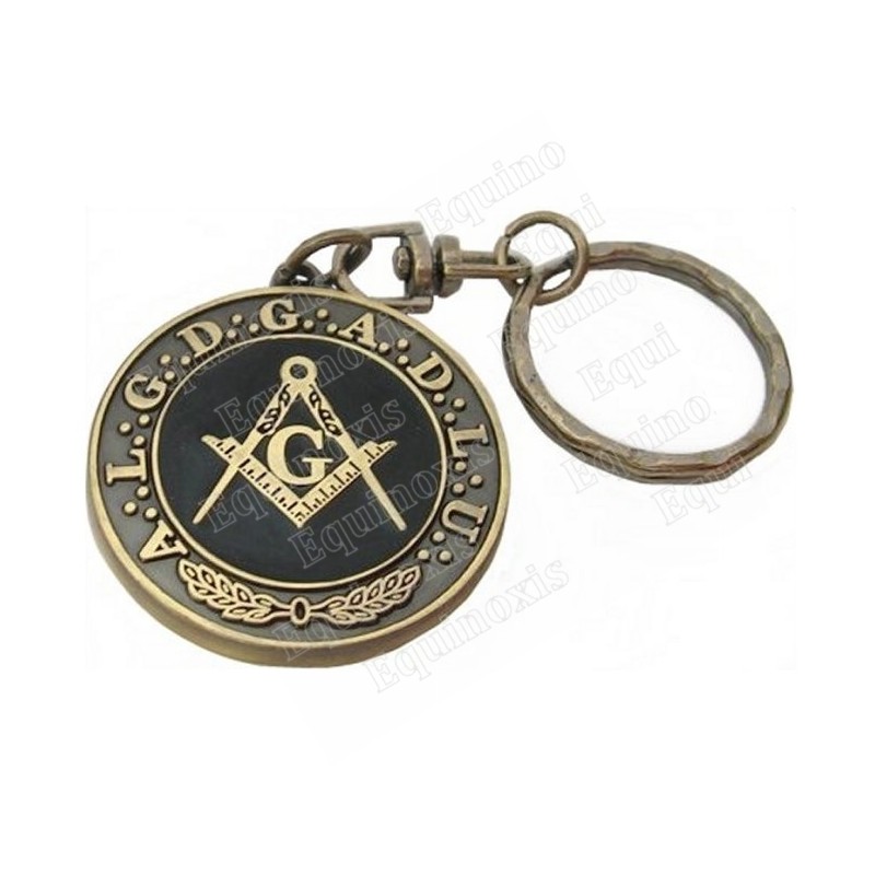 Porte-clefs maçonnique – A:.L:.G:.D:.G:.A:.D:.L:.U:. – Bronze antique