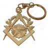 Porte-clefs maçonnique – Equerre et compas + G – Or vif