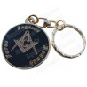 Porte-clefs maçonnique – Equerre et compas + Force / Sagesse / Beauté – Emaillé noir