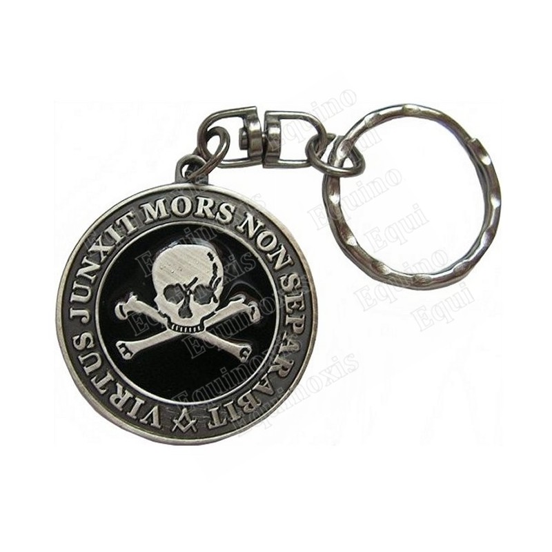 Porte-clefs maçonnique – Virtus Junxit Mors Non Separabit – Argent patiné