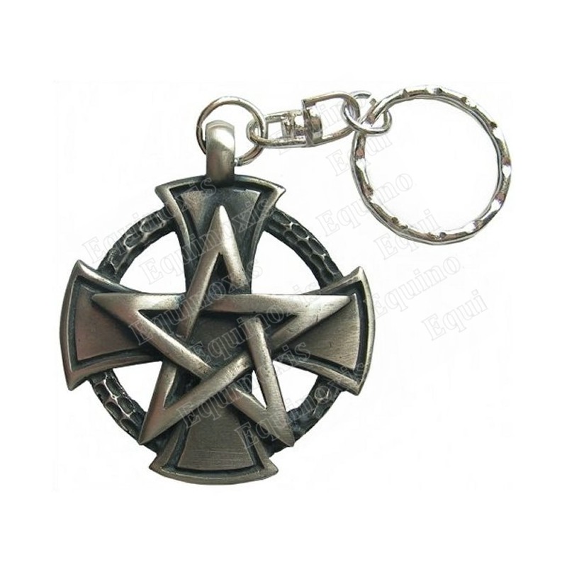 Porte-clefs templier – Croix templière avec pentagramme