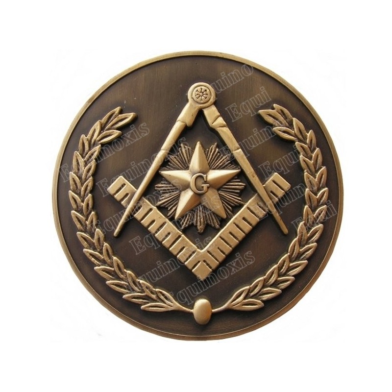 Presse-papiers maçonnique – Equerre et compas + G – Bronze antique