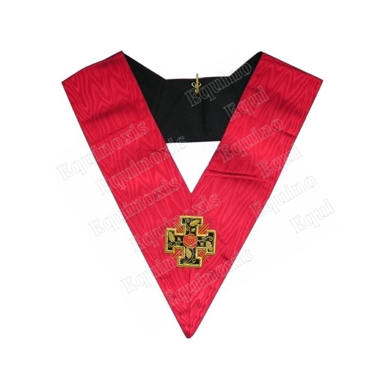 Sautoir maçonnique moiré – 18ème degré – Souverain Prince Rose-Croix – Brodé main