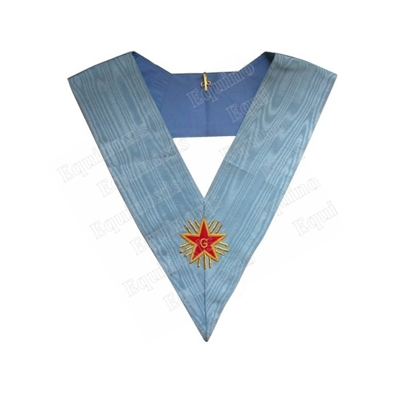 Sautoir maçonnique moiré – Rite Français Traditionnel – Vénérable en chaire – Brodé main