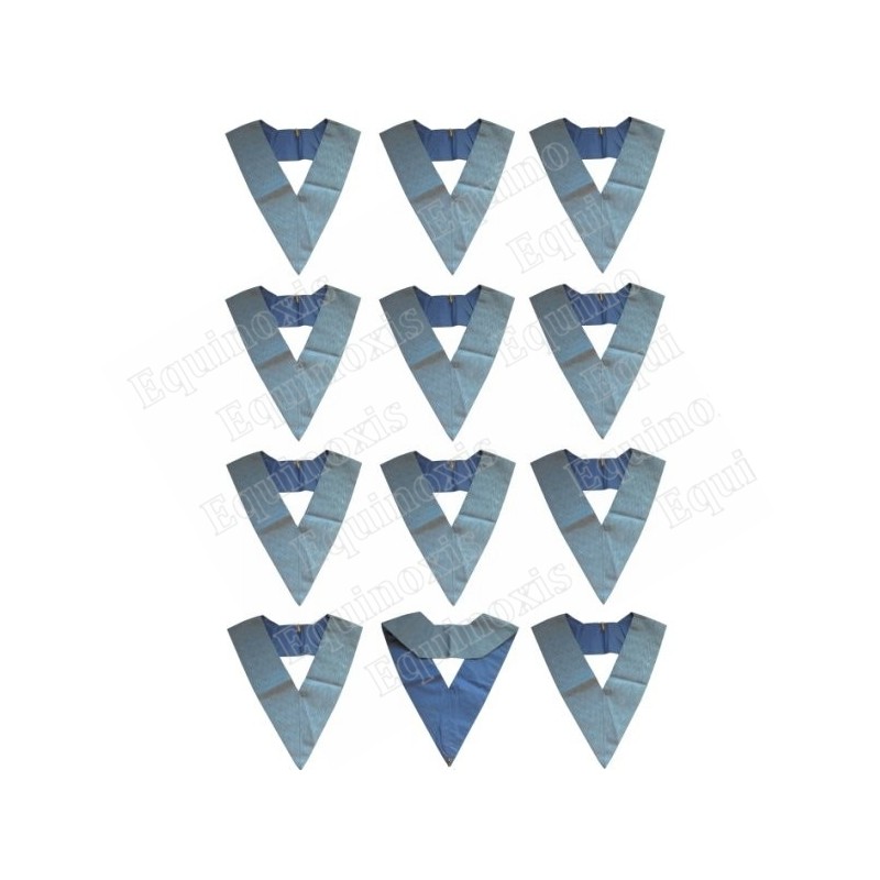 Set de 11 sautoirs maçonniques moirés – Rite Français Traditionnel – Collège des Officiers – Unis