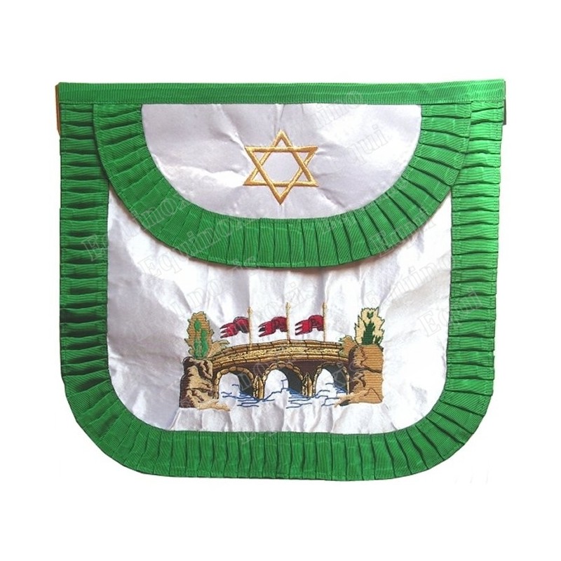 Tablier maçonnique en satin – Chapitre Français – 3ème Ordre – Pont