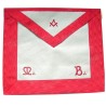 Tablier maçonnique en cuir – REAA – Maître – Equerre et compas rouge + MB – Brodé machine