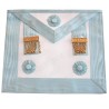 Tablier maçonnique en cuir – RER – Maître – 3 cocardes + penderilles – 30 cm x 38 cm