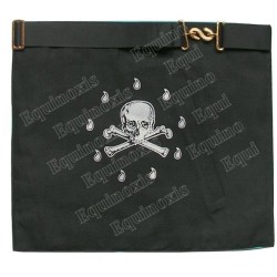 Tablier maçonnique en simili-cuir – Rite Français Groussier – Maître – Equerre et compas + MB – 33 cm x 39 cm