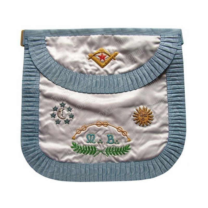 Tablier maçonnique en satin – Rite Français Traditionnel – Maître 2 – Bords arrondis 