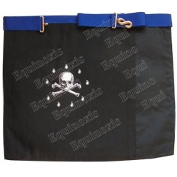 Tablier maçonnique en cuir – Rite Opératif de Salomon – Vénérable Maître – Dos deuil