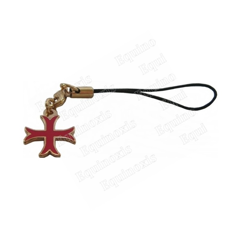 Bijou de mobile templier – Croix templière pattée rentrée émaillée rouge