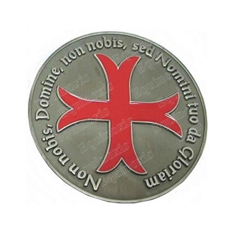 Presse-papiers templier – Croix templière avec devise 3D – Argent patiné