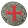 Presse-papiers templier – Croix templière avec devise 3D – Argent patiné