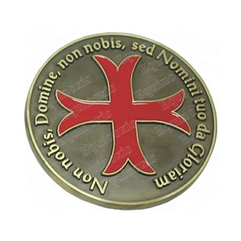 Presse-papiers templier – Croix templière avec devise 3D – Bronze antique