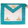 Tablier maçonnique en cuir – Rite Français Groussier – Vénérable Maître – 3 taus – 30 cm x 35 cm