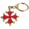 Porte-clefs occitan – Croix occitane biface émaillée rouge 