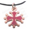 Pendentif occitan – Croix occitane émaillée rouge – Or vif – PM