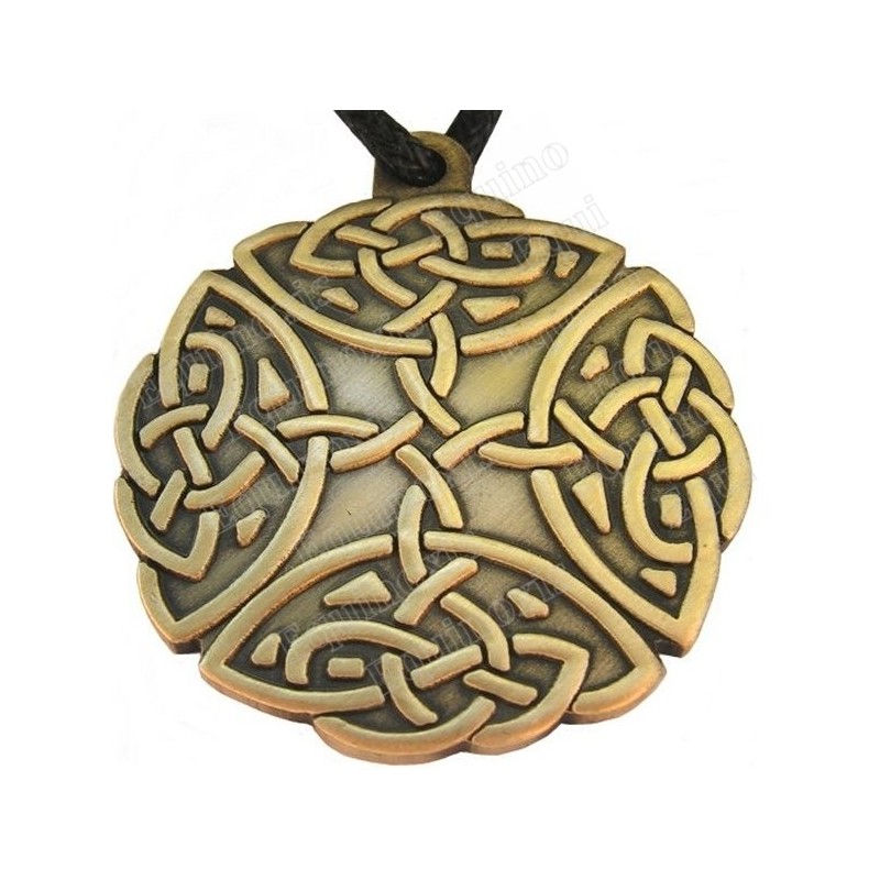 Pendentif celtique – Noeud celtique des 4 directions – Rond – Bronze antique
