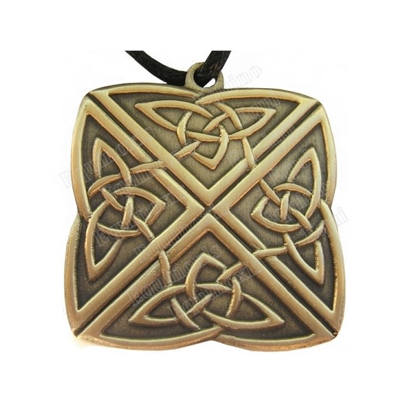 Pendentif celtique – Noeud celtique des 4 directions – Carré – Bronze antique