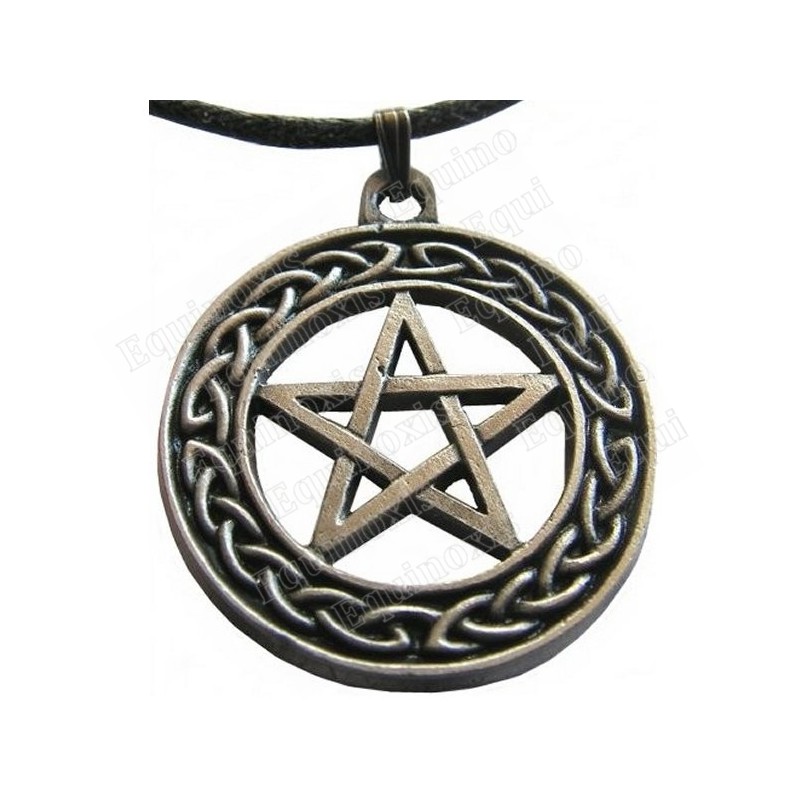 Pendentif celtique – Pentagramme avec noeud celtique – Argent patiné