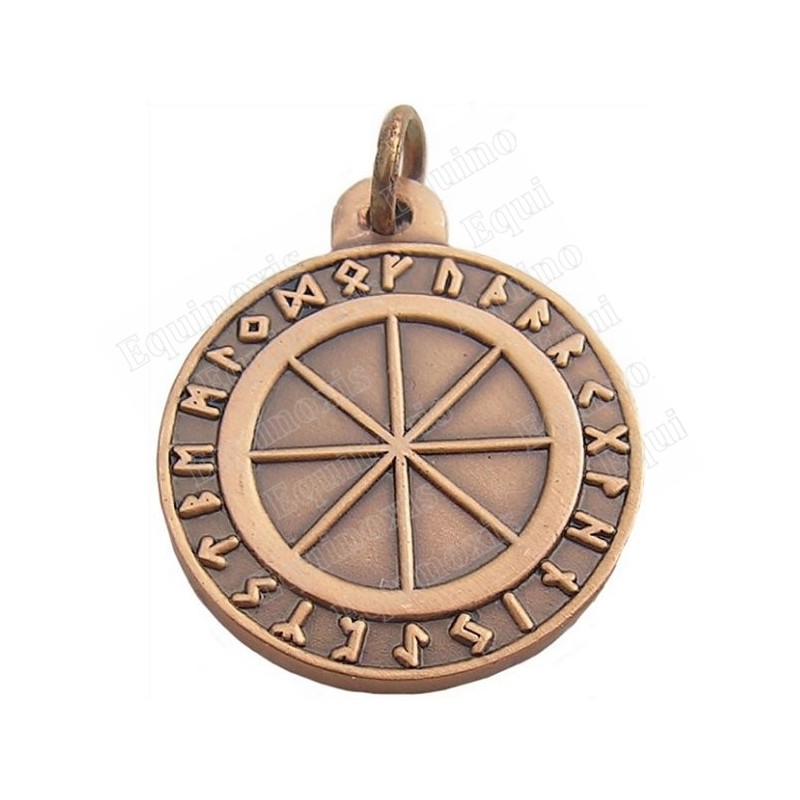 Pendentif symbolique – Roue runique – Bronze antique