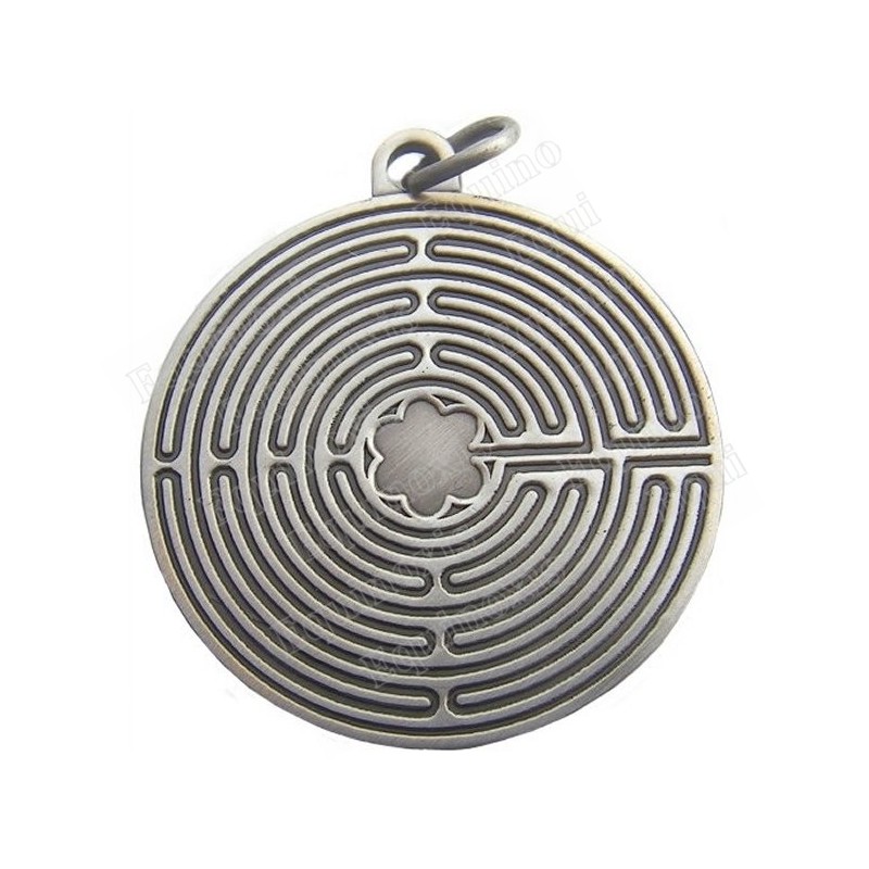 Pendentif symbolique – Labyrinthe de Chartres – Argent patiné