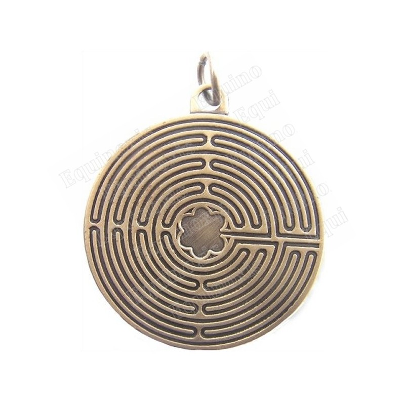 Pendentif symbolique – Labyrinthe de Chartres – Bronze antique