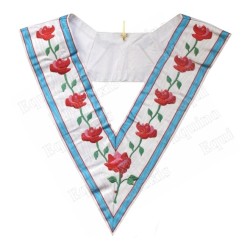 Sautoir maçonnique moiré – GLFF – Dignitaire du Conseil Fédéral – 9 roses avec feuilles