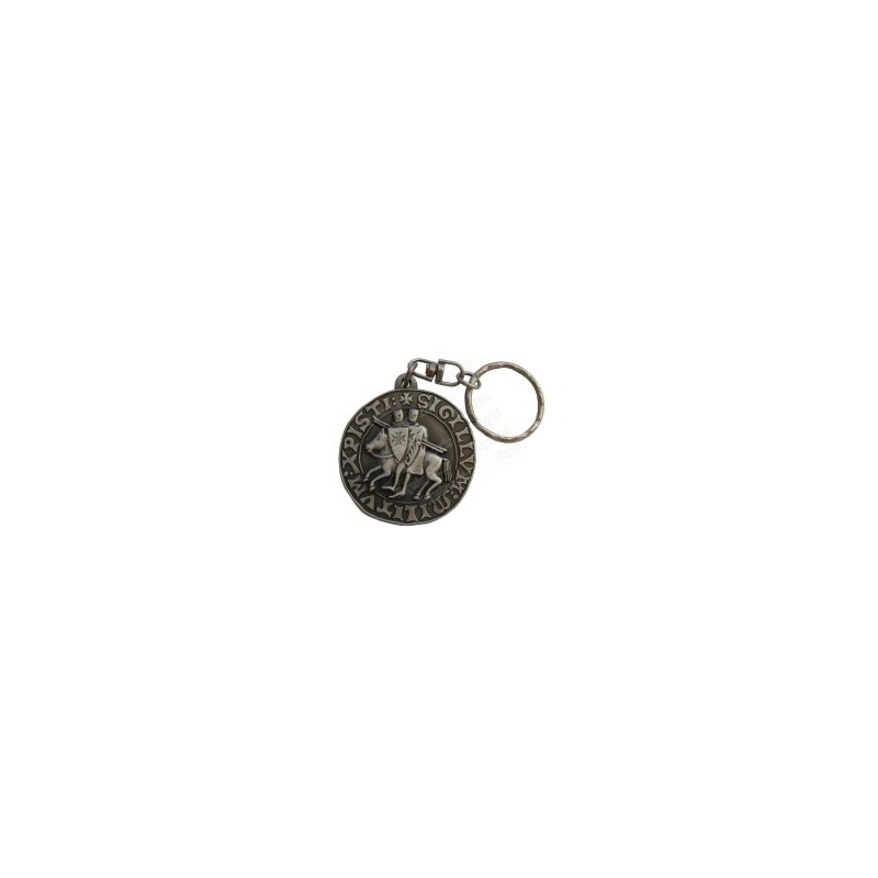 Porte-clefs templier – Sceau templier – Argent patiné – Vente grossiste