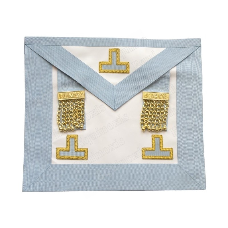 Tablier maçonnique en cuir – RER – Vénérable Maître – 3 taus + penderilles – 30 cm x 35 cm