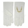 Gants maçonniques coton brodés – Chaîne d'union dorée – Taille S