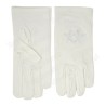 Gants maçonniques coton brodés – Equerre et compas avec acacia – Broderie blanche – Taille M