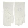Gants maçonniques coton brodés – Equerre et compas avec acacia – Broderie blanche – Taille XL