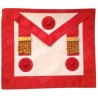 Tablier maçonnique en cuir – REAA – Maître – 3 cocardes + penderilles – Dos noir