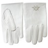Gants maçonniques cuir blanc – Equerre et Compas argentés – Taille XXXL – Brodés main