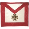 Tablier maçonnique en cuir – REAA – 18ème degré – Chevalier Rose-Croix – Croix pattée + croix grecque au dos – Brodé machine