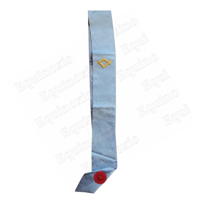 Cordon maçonnique moiré – Rite Français Traditionnel – Maître – Equerre-et-compas – Dos bleu