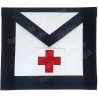 Tablier maçonnique en faux cuir – REAA – 11ème degré – Croix rouge – Brodé machine