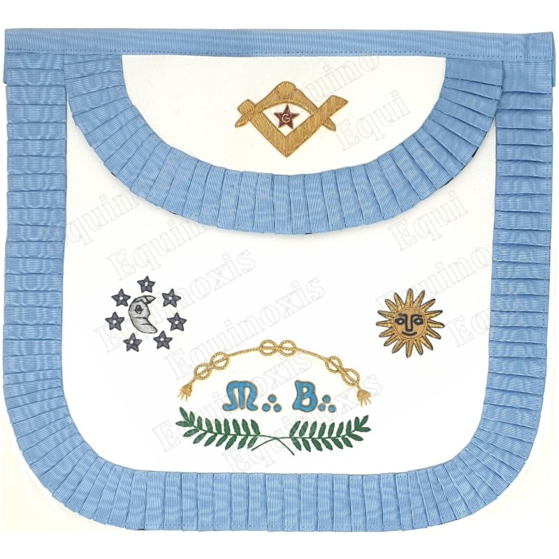 Tablier maçonnique en cuir – Rite Français Traditionnel – Maître 2 – Bords arrondis