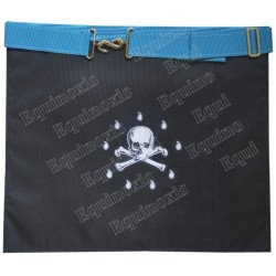 Tablier maçonnique en faux cuir – Rite Français Groussier – Maître – Equerre et compas + MB – Dos